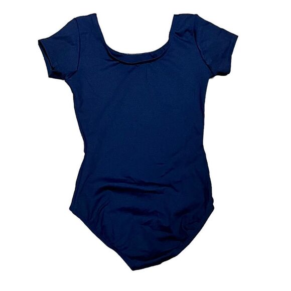 Capezio Navy Short Sleeve Dance Leotard, Size I (Intermediate/6Y), NWT - Picture 2 of 6